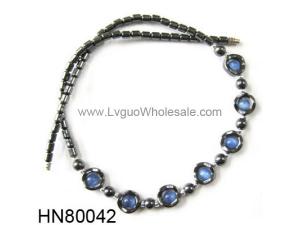 Assorted Colored Opal Beads Hematite Donut Beads Stone Chain Choker Fashion Women Necklace